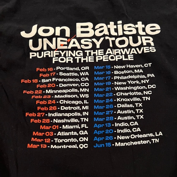 Official Jon Batiste Uneasy Tour Band Shirt - Size Large - Picture 4 of 6